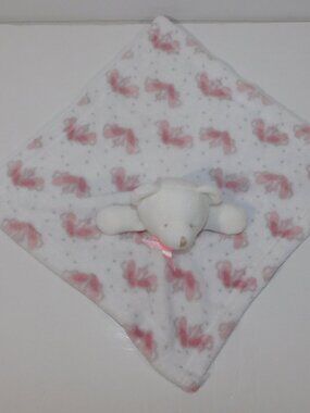 White Pink Teddy Bear Ballet Slippers Plush Security Blanket Baby Lovey Nunu